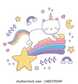 Unicorn cat cartoon vector design