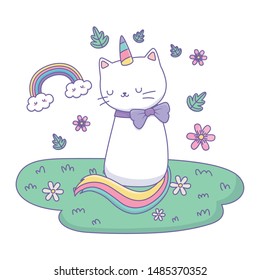 Unicorn cat cartoon vector design