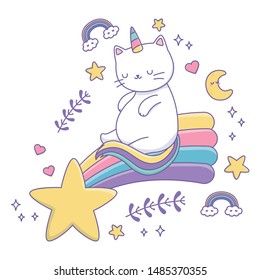 Unicorn Cat Cartoon Vector Design Stock Vector (Royalty Free) 1495277096