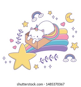 Unicorn cat cartoon vector design