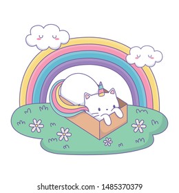 Unicorn cat cartoon vector design