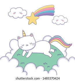 Unicorn cat cartoon vector design