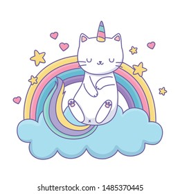 Unicorn cat cartoon vector design