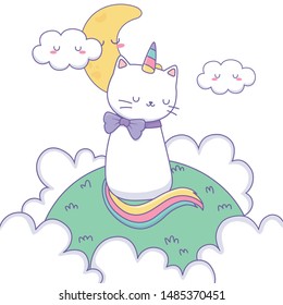 Unicorn cat cartoon vector design