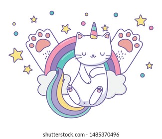 Unicorn cat cartoon vector design