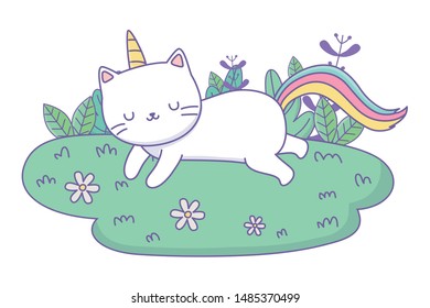 Unicorn cat cartoon vector design