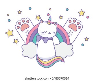 Unicorn cat cartoon vector design