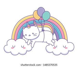 Unicorn cat cartoon vector design