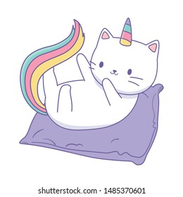 Unicorn cat cartoon vector design