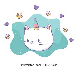 Unicorn cat cartoon vector design