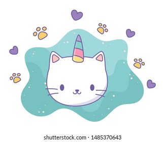 Unicorn cat cartoon vector design