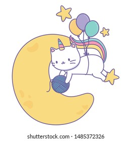 Unicorn cat cartoon vector design