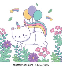 Unicorn cat cartoon vector design