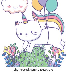Unicorn cat cartoon vector design