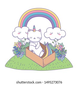 Unicorn cat cartoon vector design