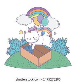 Unicorn cat cartoon vector design