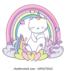 Unicorn cat cartoon vector design