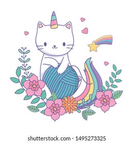 Unicorn cat cartoon vector design