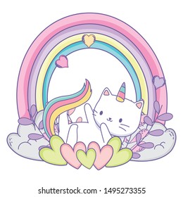 Unicorn cat cartoon vector design