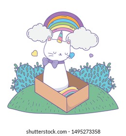 Unicorn cat cartoon vector design