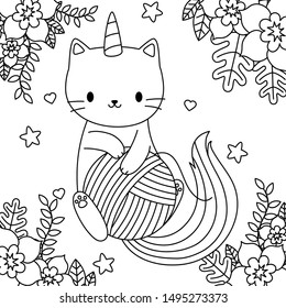 Unicorn cat cartoon vector design