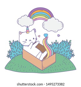 Unicorn cat cartoon vector design