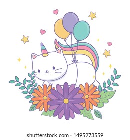 Unicorn cat cartoon vector design