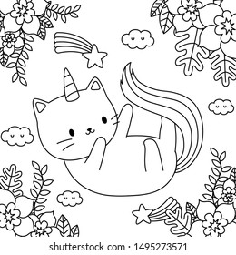 Unicorn Cat Cartoon Vector Design