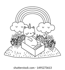 Unicorn cat cartoon vector design