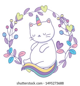 Unicorn cat cartoon vector design