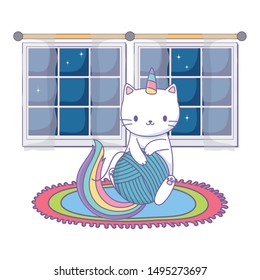 Unicorn cat cartoon vector design