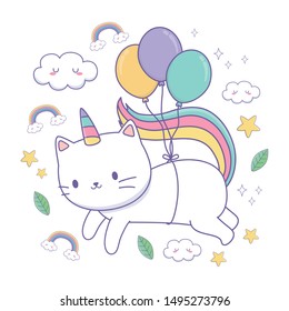Unicorn cat cartoon vector design