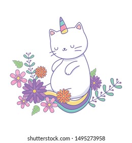 Unicorn cat cartoon vector design