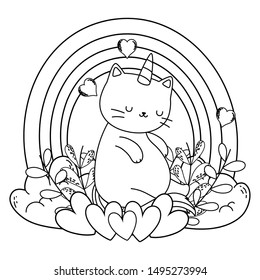Unicorn cat cartoon vector design