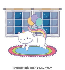 Unicorn cat cartoon vector design