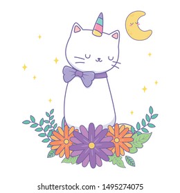 Unicorn cat cartoon vector design