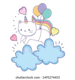 Unicorn cat cartoon vector design
