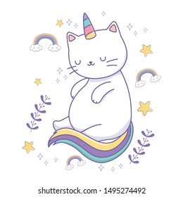 Unicorn cat cartoon vector design