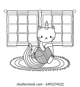 Unicorn cat cartoon vector design