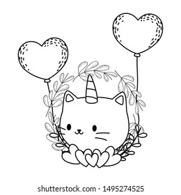 Unicorn cat cartoon vector design