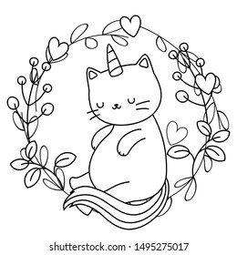 Unicorn cat cartoon vector design