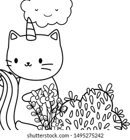 Unicorn cat cartoon vector design