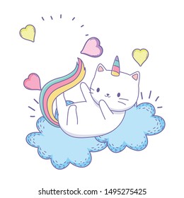 Unicorn cat cartoon vector design