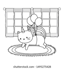 Unicorn cat cartoon vector design