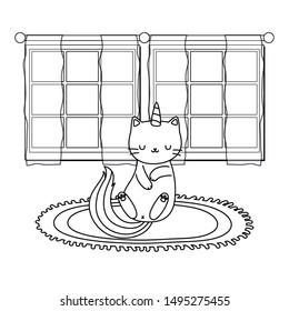 Unicorn cat cartoon vector design