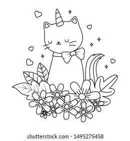 Unicorn cat cartoon vector design
