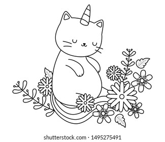 Unicorn cat cartoon vector design