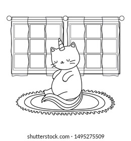 Unicorn cat cartoon vector design