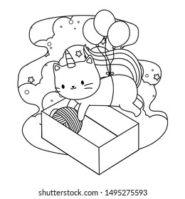 Unicorn cat cartoon vector design
