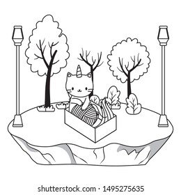 Unicorn cat cartoon vector design